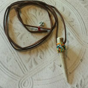 Tribal Deer Antler Necklace.  D